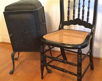 Vintage Clawfoot Pie Safe and Cane Chair https://ctbids.com/#!/description/share/228682