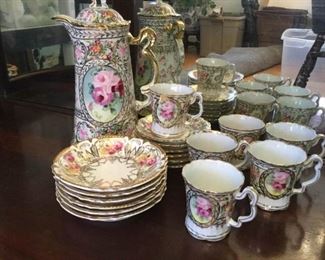 Vintage Porcelain Chocolate Pot, Bowls, and Cups for Six https://ctbids.com/#!/description/share/229576