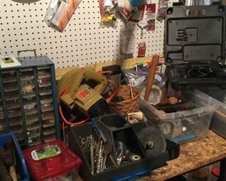 Massive tool lot, includes workbench, power drill and circular saw https://ctbids.com/#!/description/share/230981