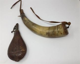 Antique Powderhorn and leather flask https://ctbids.com/#!/description/share/230652