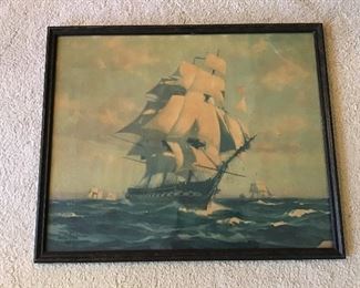 Large Framed Ship Print