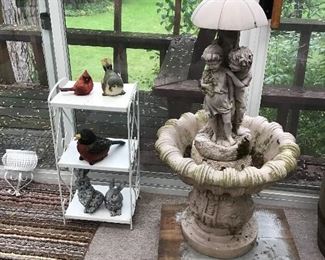 Fountain, Plant Stand and Figurines