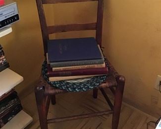 Antique Rush Chair and Yearbooks
