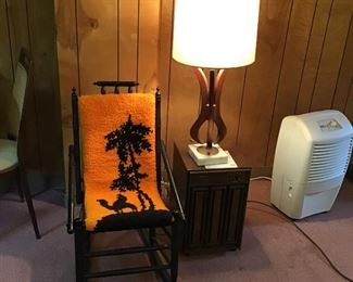 Antique Rocker withHooked Rug Upholstery