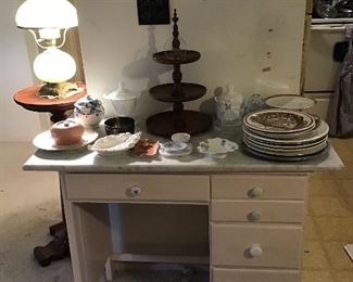 Painted Desk with Marble Top
