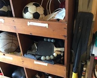 There’s an organization wall of cubbies for all of the balls!