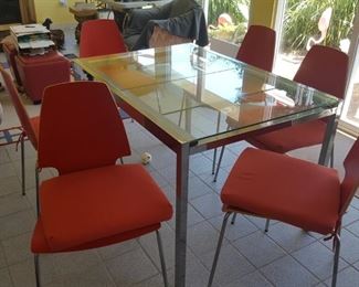 Ikea table and chairs.....very mid-century cool....table slides out. 