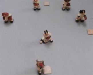 Vintage wooden dogs....playing baseball!  Circa 1960s?