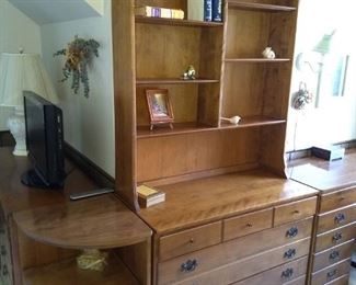 Ethan Allen corner piece and chest of drawers with bookshelves