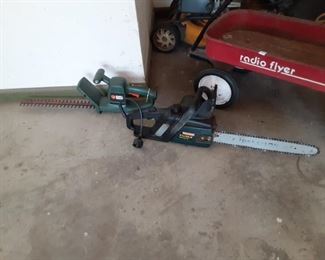 Electric chainsaw and hedge trimmer