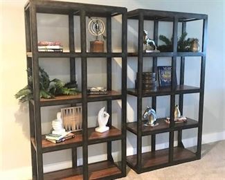 Shelving units and home decor.