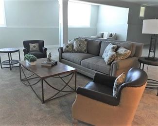 Tables, sofas, chairs, lamps.
