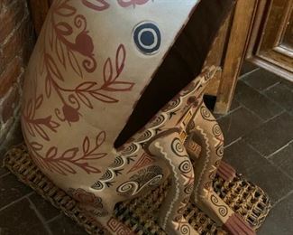 12. Vintage Terracotta Hand Painted Frog (16" x 23")