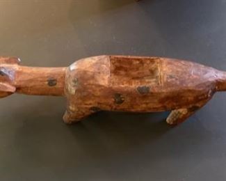 23. Primitive Wooden Dog Sculpture (17")