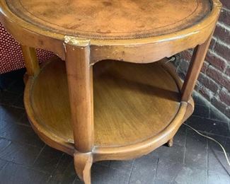 32. Pair of French Provincial Side Tables w/ Leather Inset Top (24"x 26")