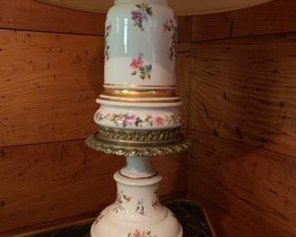 50. Hand Painted Porcelain Lamp w/ Brass Trim (23")