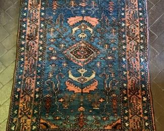 60. Antique Hamadan Hand Knotted Wool Rug (3'5" x 4'6")