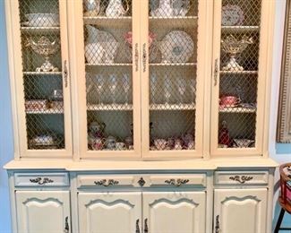 65. Cream Breakfront w/ Wire Front 8 Door 3 Drawer (68" x 20" x 86")