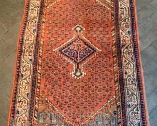 66. Antique Hand Knotted Wool Rug (13" x 5')