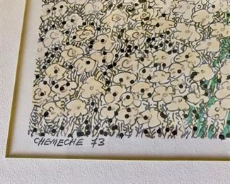 70. Pair of Chemeche '73 Pen and Ink Drawings (28" x 23")