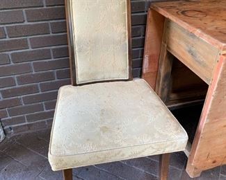 68. Harvey Probber MCM Scrubbed Rosewood Dining Table w/ Brass Accents (80" x 44" x 29") 1-16" Leaf                                                                                         8 Chairs, 6 Side Chairs (20" x 19" x 38") and 2 Arm Chairs (24" x 22" x 38") 