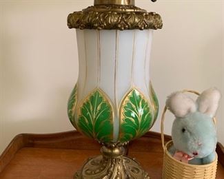 107. Pair of Antique Painted Porcelain and Metal Lamps fron Vienna (28")