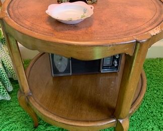 32. Pair of French Provincial Side Tables w/ Leather Inset Top (24"x 26")