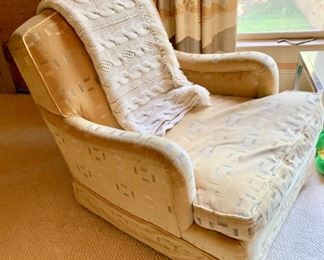 114. Pair of Velvet Club Chairs (30" x 32" x 31") and Ottomans (30" x 24" x 15")