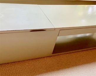 115. Wood and Chrome Storage Table  (59" x 16" x 13") 