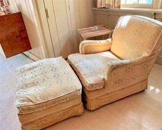 114. Pair of Velvet Club Chairs (30" x 32" x 31") and Ottomans (30" x 24" x 15")