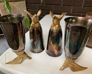 Metal Eagle Base Goblets