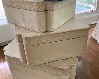 10. Set of 3 Pig Skin Trunks (largest-21" x 21" x 9")