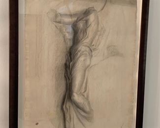 14. Antique Pencil Drawing of Figure signed and Dated Nov 16, 1866 (23" x 29")