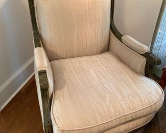 15. Bergére Chair w/ Silk Embroidered Upholstery (27" x 26" x 39")