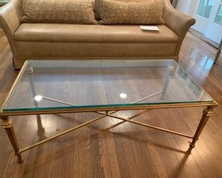 31a. Glass Top Coffee Table w/ Gilt Base (48" x 24" x 16")