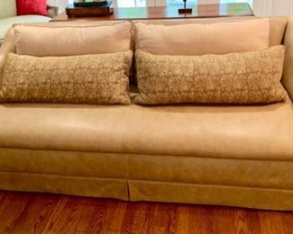 19. Ainara Novel Leather Sofa w/ Decorative Pillows (84" x 40" x 30")