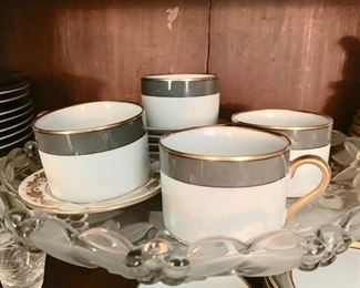 32a. Fitz and Floyd "Grey Renaissance" Inglaze Dinnerware 60pc