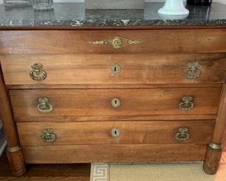 40. Antique 4 Drawer Chest w/ Granite Top (51" x 23" x 34")