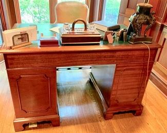 43. Georgian Style Double Pedestal Writing Desk w/ Leather Top (48" x 28" x 31")