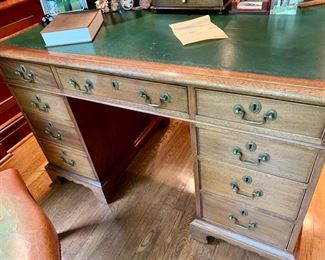 43. Georgian Style Double Pedestal Writing Desk w/ Leather Top (48" x 28" x 31")