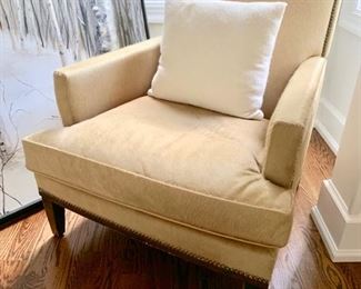 72. Cowhide Upholstered Accent Chair w/ Nailhead Detail (33" x 32" x 27")