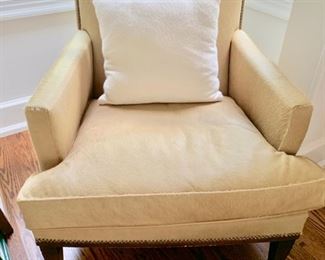 72. Cowhide Upholstered Accent Chair w/ Nailhead Detail (33" x 32" x 27")