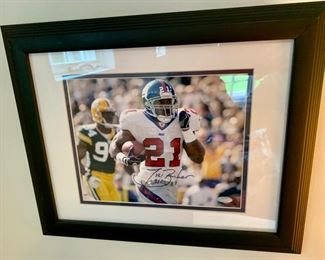 80. #21 of Giants Signed by Tiki Barber Photo w/ Cert. of Authenticity