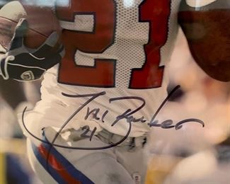 80. #21 of Giants Signed by Tiki Barber Photo w/ Cert. of Authenticity