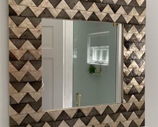82. Herringbone Framed Mirror (24" x 24")