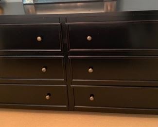 92. Black 6 Drawer Dresser (72" x 20" x 35")