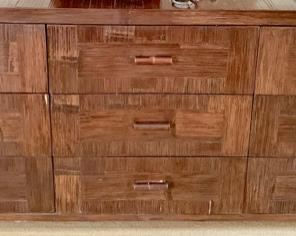106. Textured 9 Drawer Dresser (72" x 20" x 30")