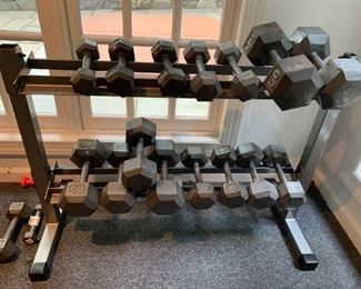 130. 8 Sets of Hand Weights w/ Rack Continental Systems 10 to 50lbs