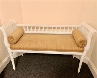 133. Cane Bench w/ Upholstered Seat (46" x 16" x 28")