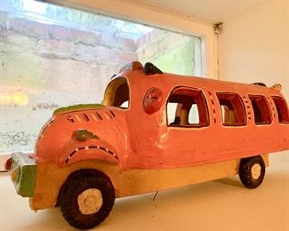 171. Ceramic Bus Art Piece